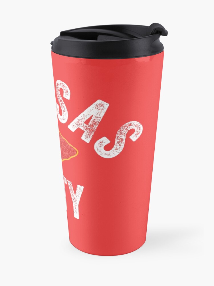 Alternate view of KC Football Tribal Kansas City football Vintage Red Arrowhead Kc Fan Kansas city Travel Mug