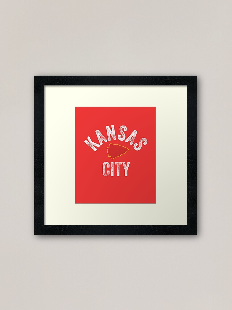 Alternate view of KC Football Tribal Kansas City football Vintage Red Arrowhead Kc Fan Kansas city Framed Art Print