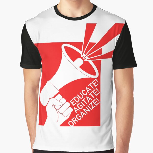Vista previa del artículo con la obra «Educar, Agitar, Organizar - Activista, DSA, Socialista», diseñado y vendido por SpaceDogLaika.