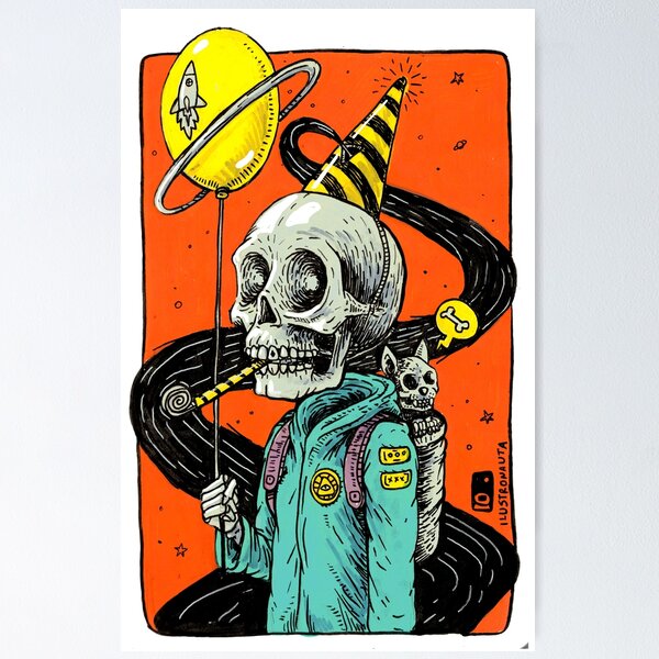 Item preview, happy skull designed and sold by Ilustronauta.