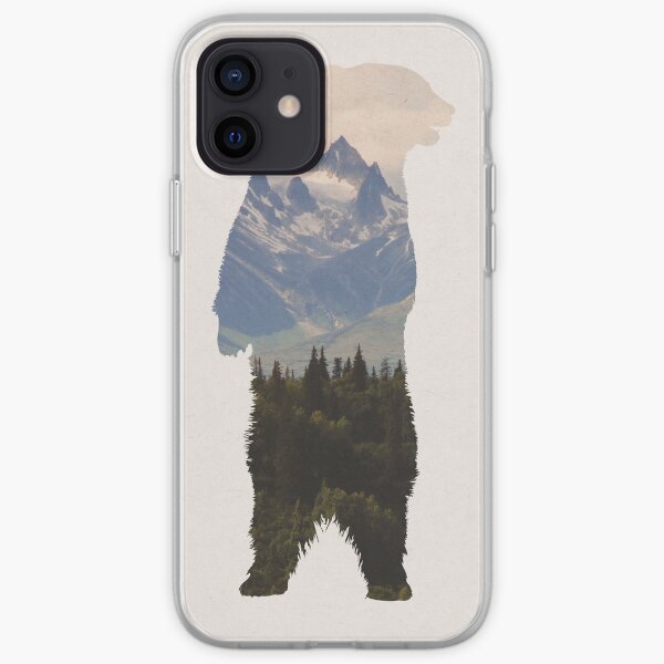 Bear with woodland scene iPhone Soft Case