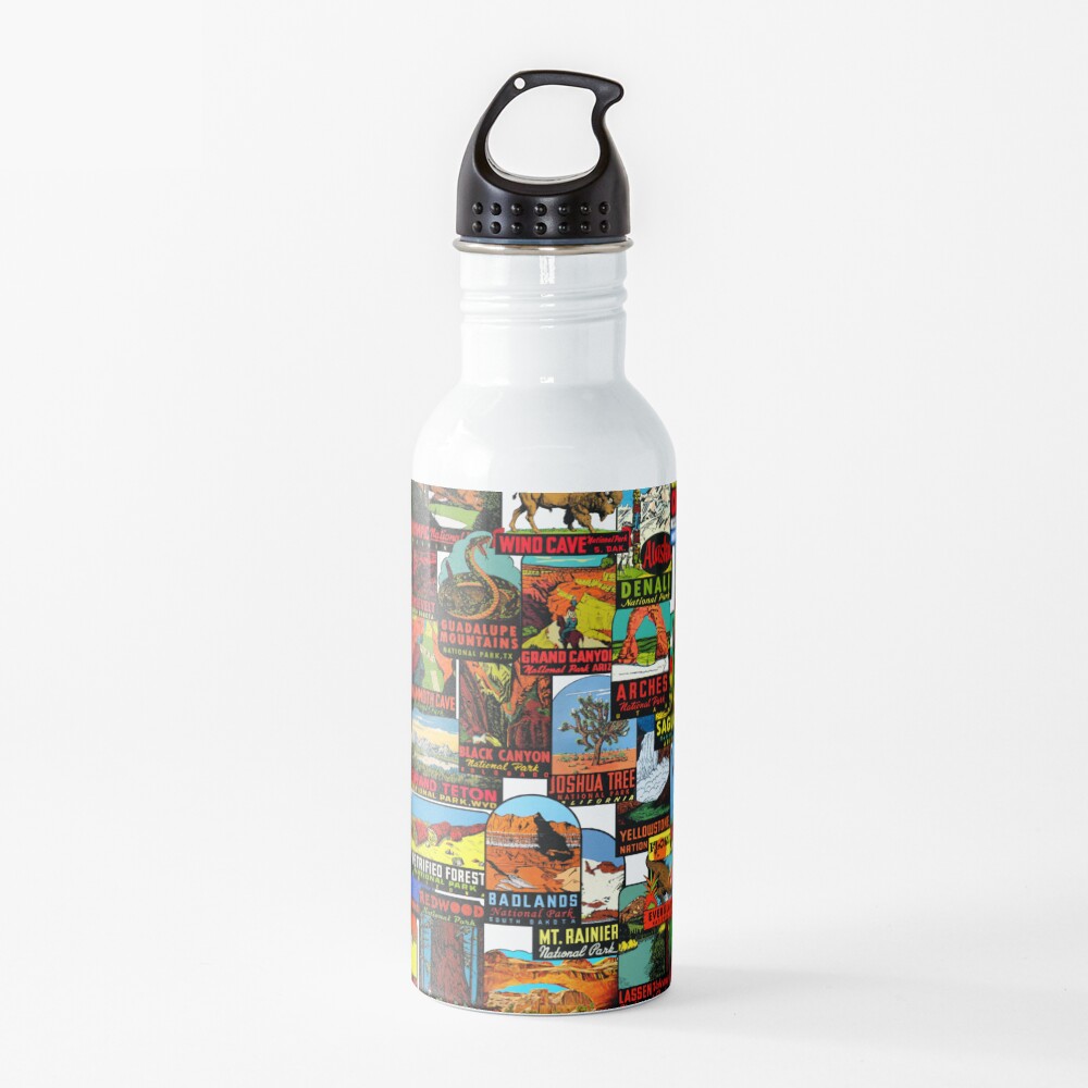 American National Parks Vintage Travel Decal Bomb Water Bottle