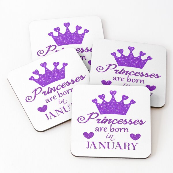 Item preview, Princesses are born in January, purple pattern on white background designed and sold by kassandry31.