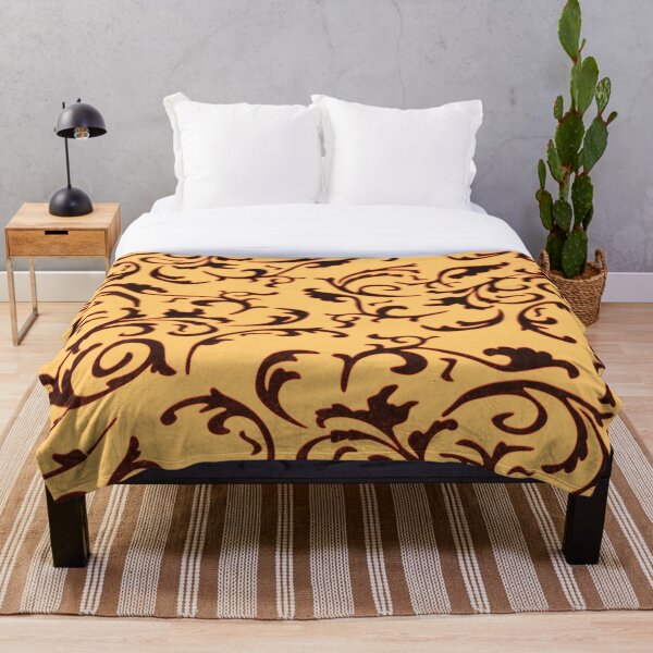 Artikelvorschau, ARABIATA 16 schwarze Aprikose orange Muster Marokko Essaouira Blumen Blätter Design Arabesken Schriftrollen Dekor entworfen und verkauft von dragonemma.