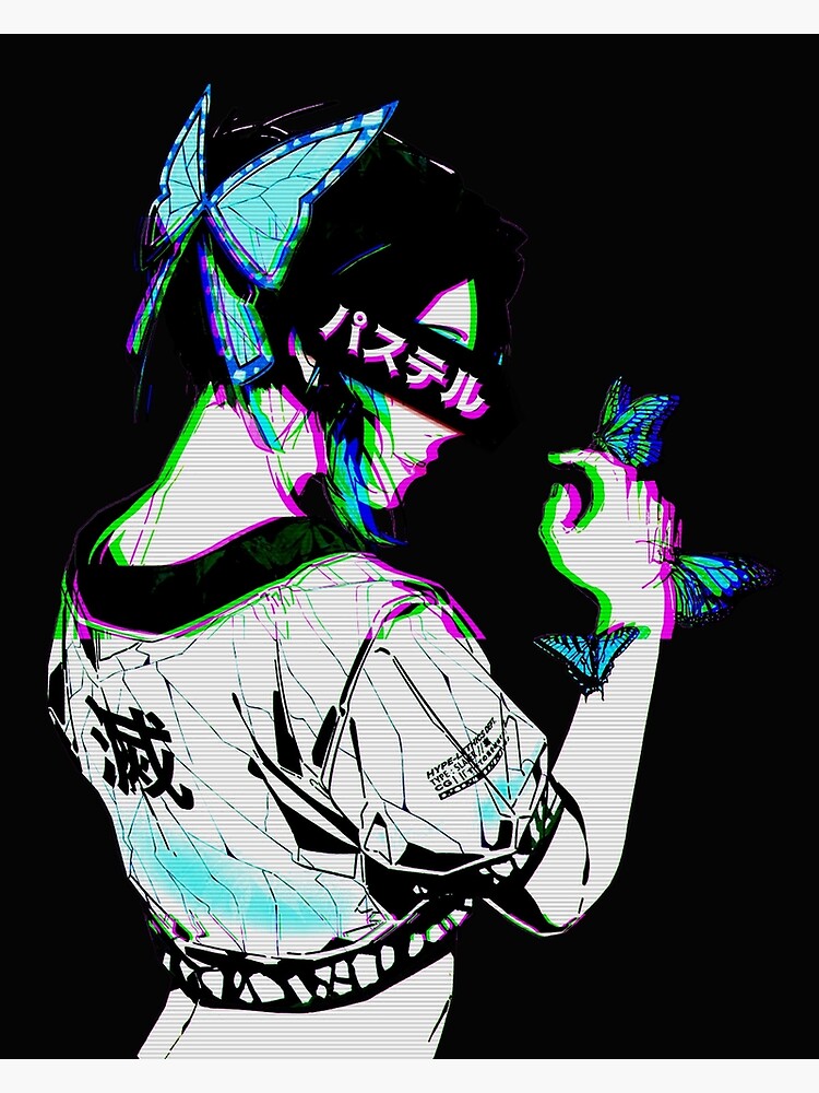 Lámina Fotográfica Mariposa Cyberpunk Aesthetic Shinobu Design De