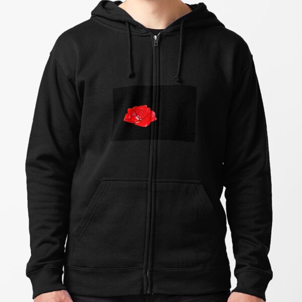 Red Glass Flower Zipped Hoodie