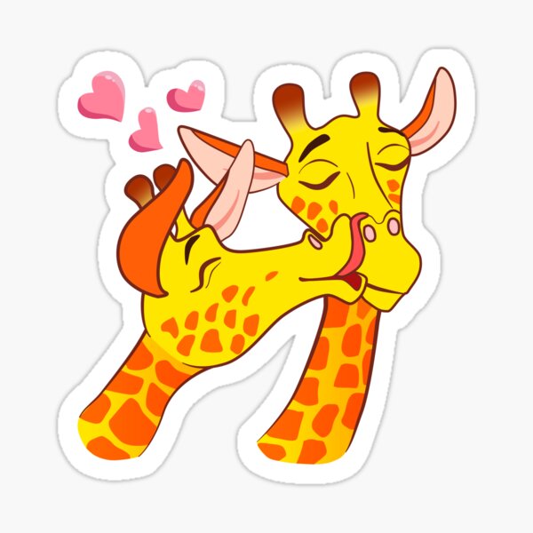 Kissing giraffes Sticker