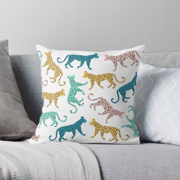 Rainbow Leopard, Leopards, Leopard print Throw Pillow