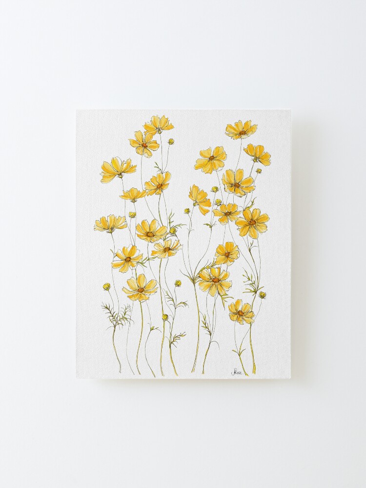 Alternate view of Yellow Cosmos Flowers Mounted Print