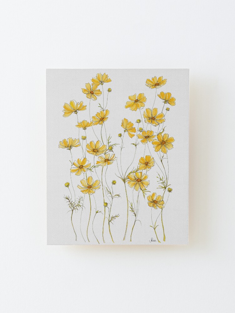 Alternate view of Yellow Cosmos Flowers Mounted Print
