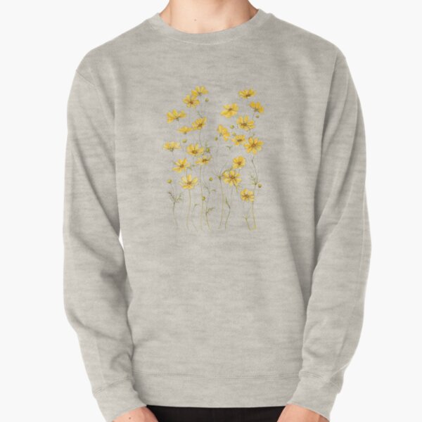 Yellow Cosmos Flowers Pullover Sweatshirt