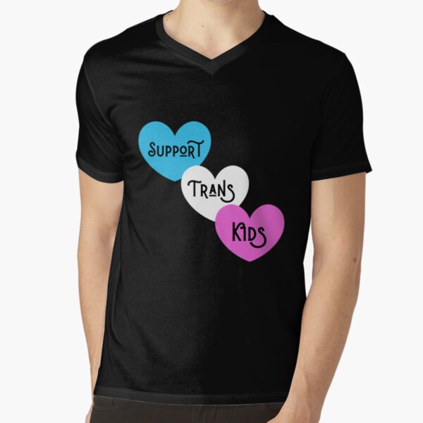 Support Trans Kids-Hearts V-Neck T-Shirt