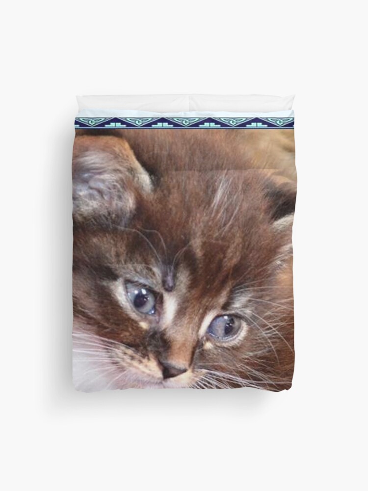 Housse De Couette Bebe Tom 4 Chaton Yeux Bleus Gris Mignon Petit Chat Regard Animal Peluche Maroc Truffe Par Dragonemma Redbubble