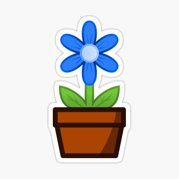 Blue Flower Pot Sticker