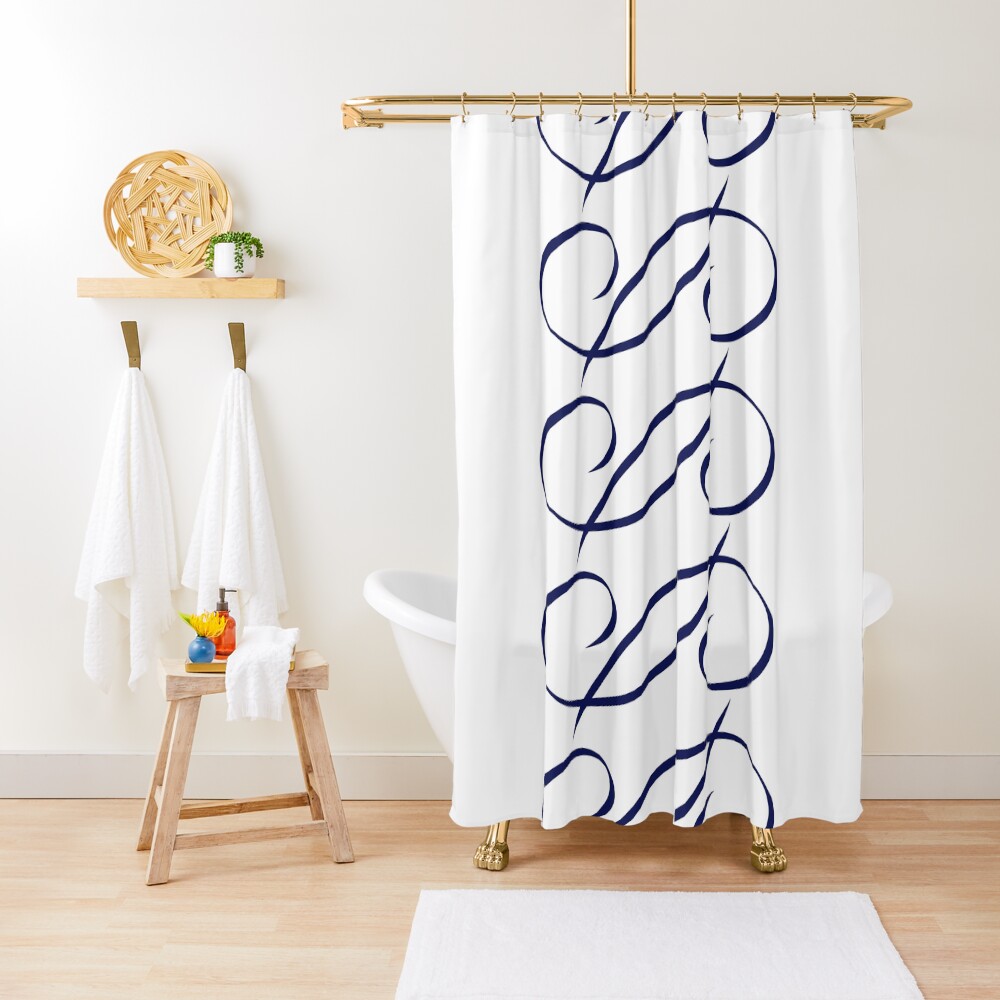 Janine Navy Shower Curtain