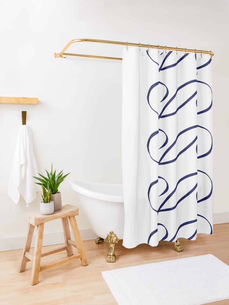 Alternate view of Janine Navy Shower Curtain