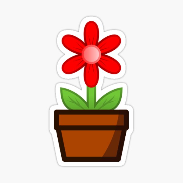 Red Flower Pot Sticker