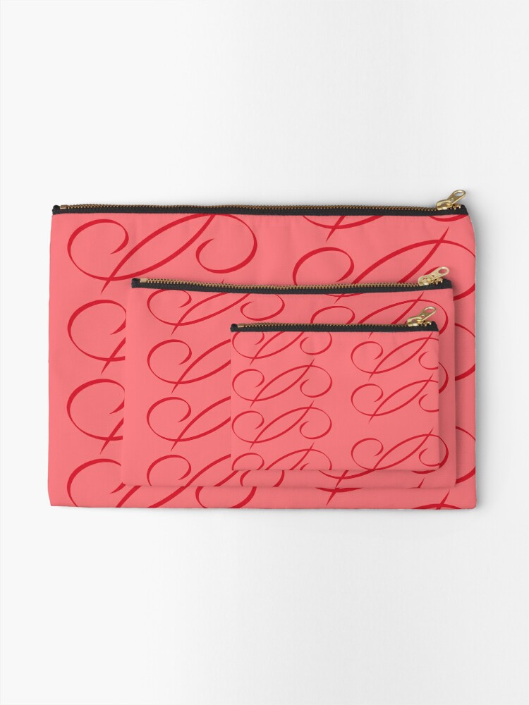 Alternate view of Janine Red on Pink  Zipper Pouch
