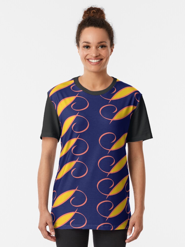 Alternate view of Janine Navy, Pink and Yellow Graphic T-Shirt