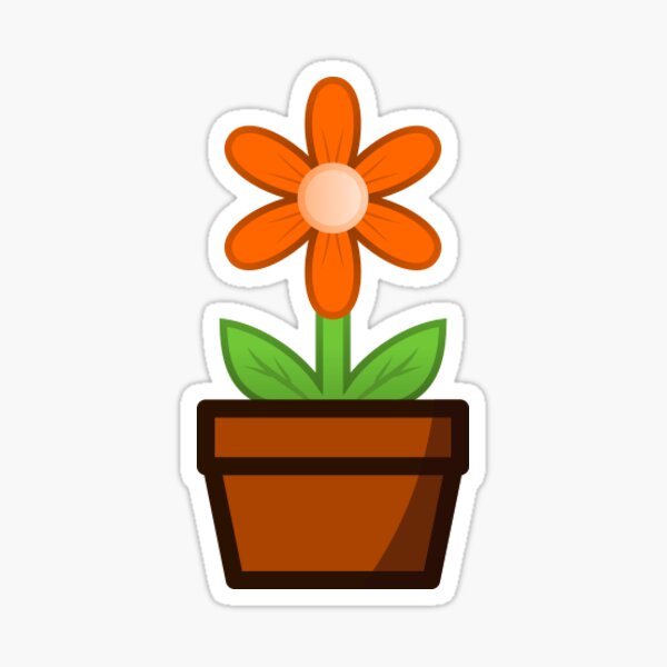 Orange Flower Pot Sticker
