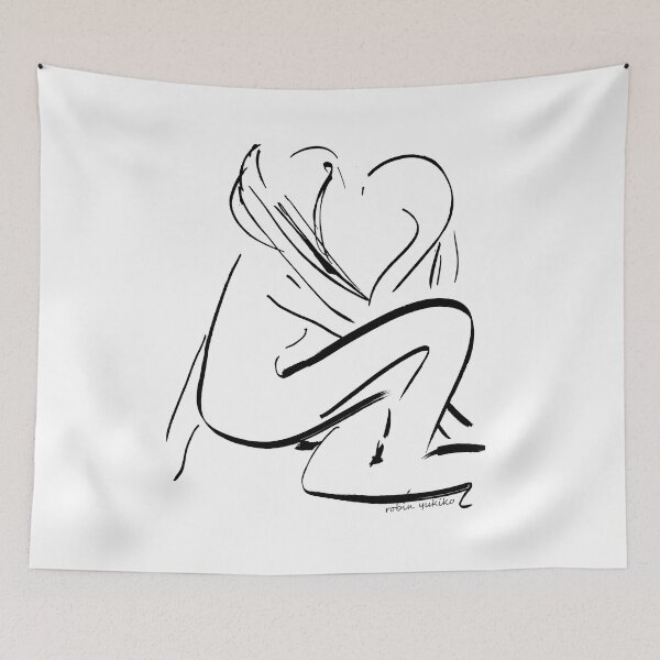 Item preview, Minimalist Monochrome Sketch of Sapphic Embrace designed and sold by robinyukiko.