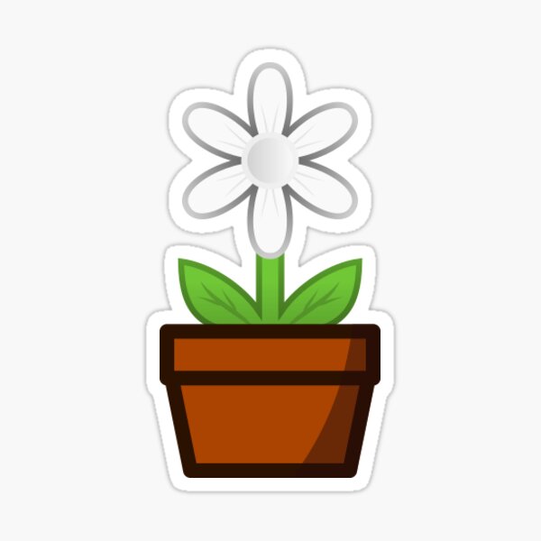 White Flower Pot Sticker