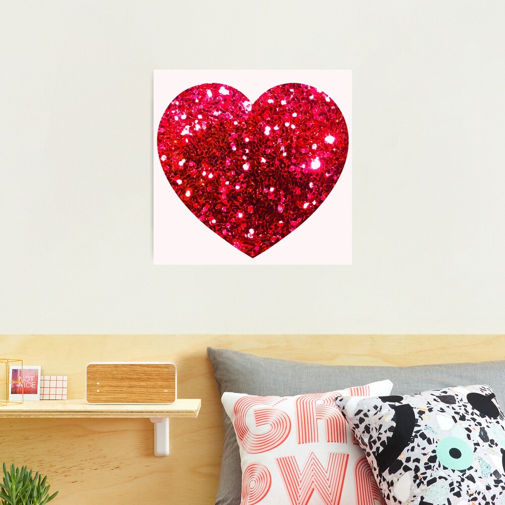 Glitter heart, love, red heart, Valentines day | Photographic Print