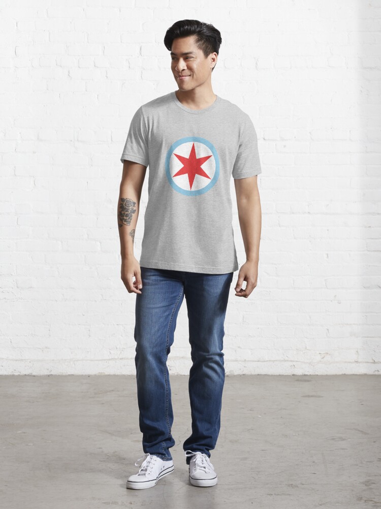 Captain Chicago ( Clean ) T Shirt 100% Cotton Chicago Flag Cubs