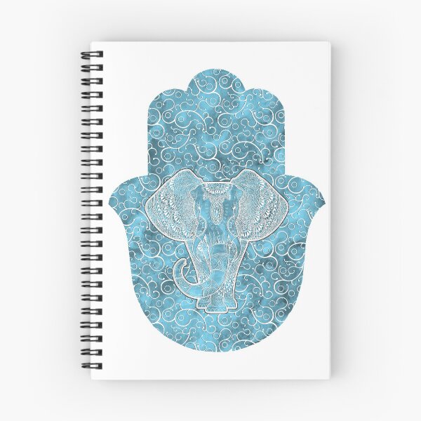 Item preview, Elephant Hamsa Hand - silver blue designed and sold by maryedenoa.