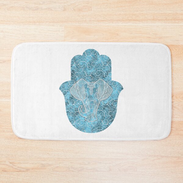 Item preview, Elephant Hamsa Hand - silver blue designed and sold by maryedenoa.