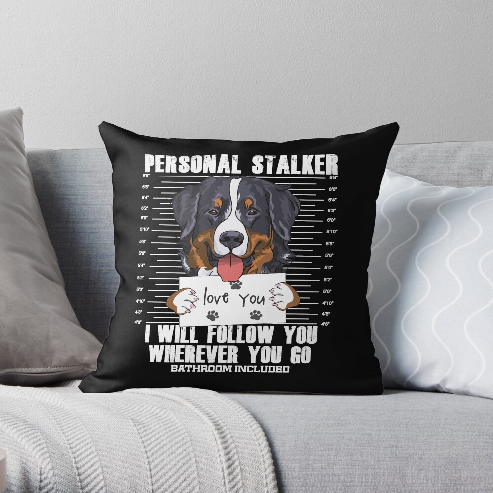 Bernese Mountain Dog Stalker Cartoon Throw Pillow