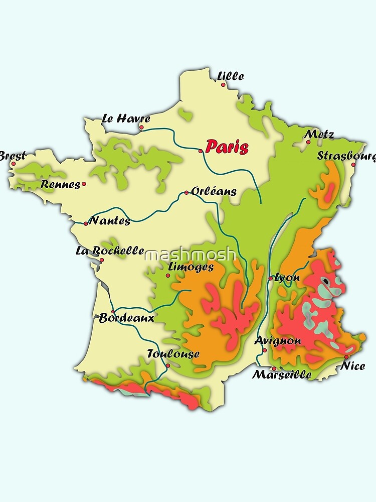 Carte De France Avec Relief Carte Topographique De France Avec Les Principales Villes Et 5355