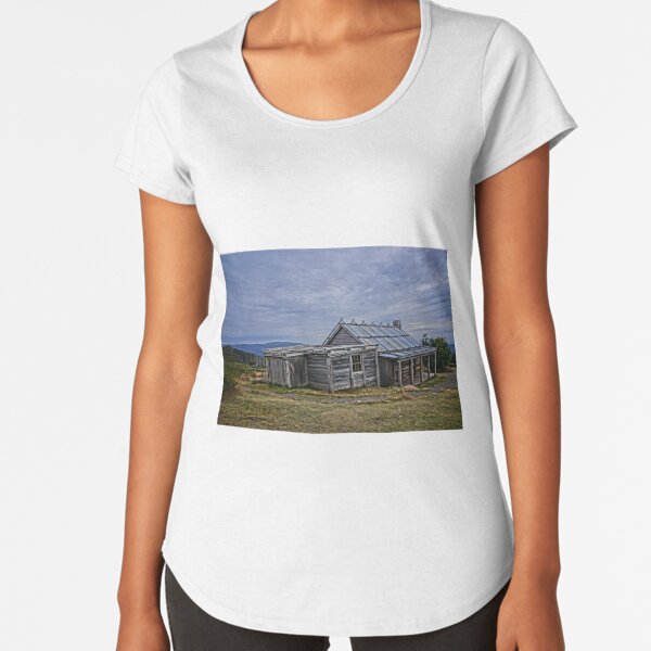 The Back of Craigs Hut Premium Scoop T-Shirt