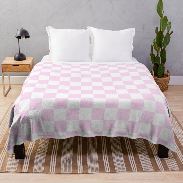 Checkered Throw Blanket Abstract Designed Celtic Repeating Motif in Vibrant Pink Modern Display Warm Microfiber All Season Blanket for Bed Or Couch Taupe Pink White 