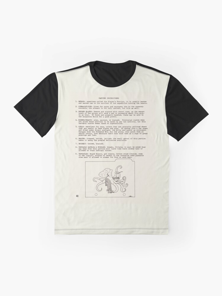 Alternate view of Walktapus Cookery: carving instructions - from Wyrms Footnotes #2 Graphic T-Shirt