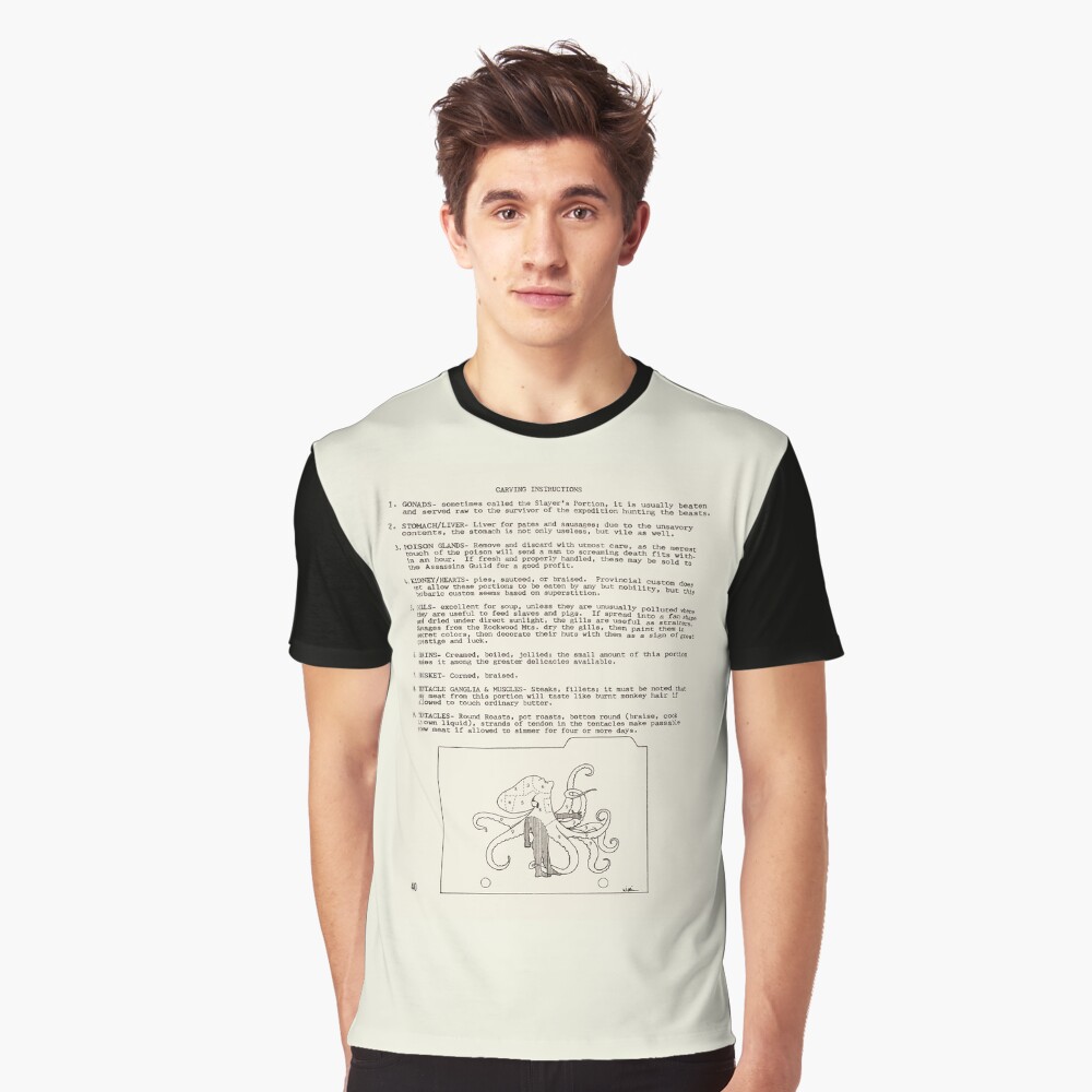Walktapus Cookery: carving instructions - from Wyrms Footnotes #2 Graphic T-Shirt