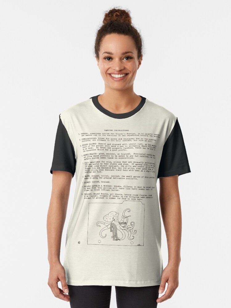 Alternate view of Walktapus Cookery: carving instructions - from Wyrms Footnotes #2 Graphic T-Shirt