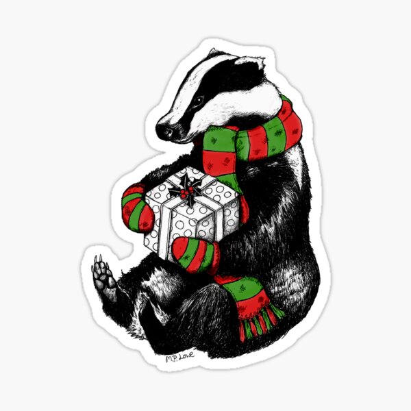 Festive Badger Sticker