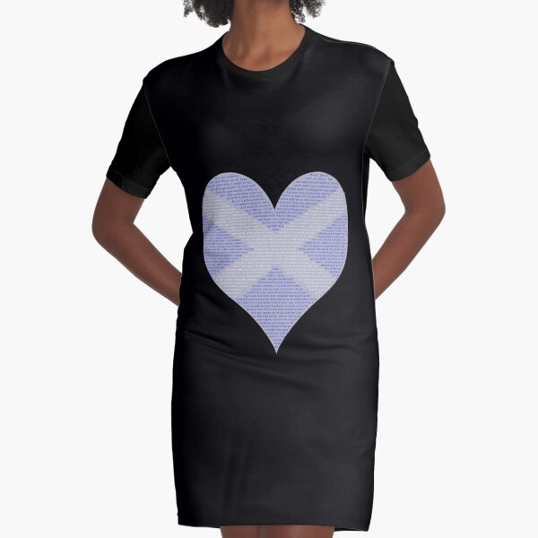 Gaelic Words in a Saltire in a Heart Graphic T-Shirt Dress