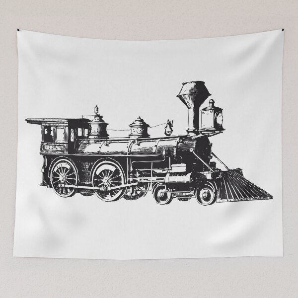 Item preview, Locomotive Tank Engine Train LineArt Black designed and sold by onicon.