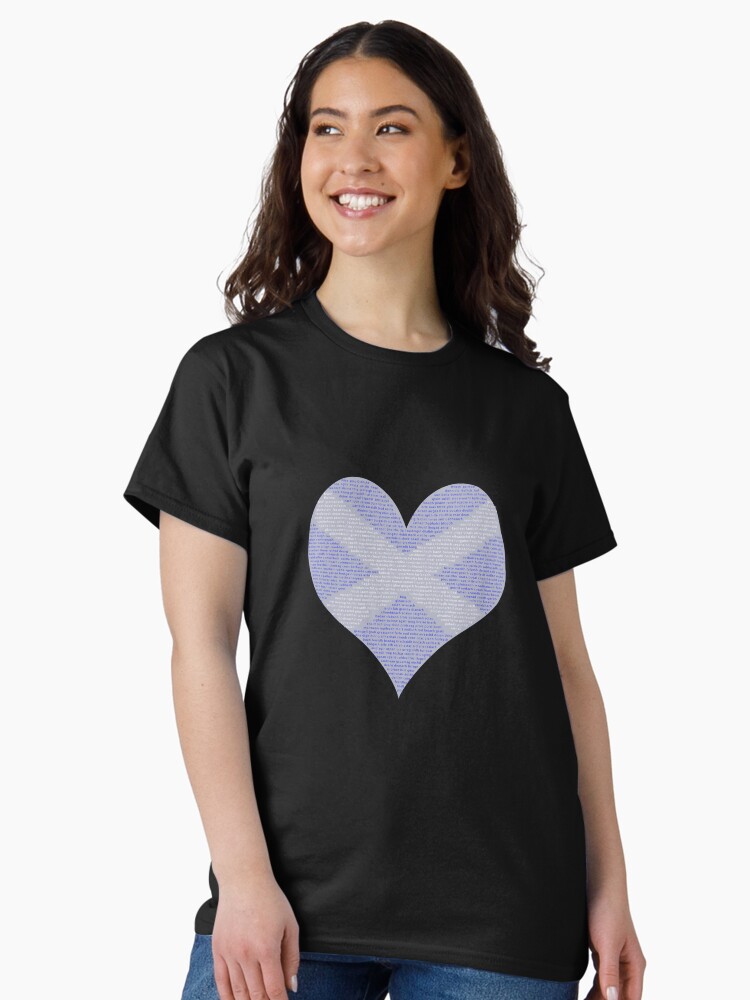 Thumbnail 2 of 7, Classic T-Shirt, Gaelic Words in a Saltire in a Heart designed and sold by SiobhanFraser.