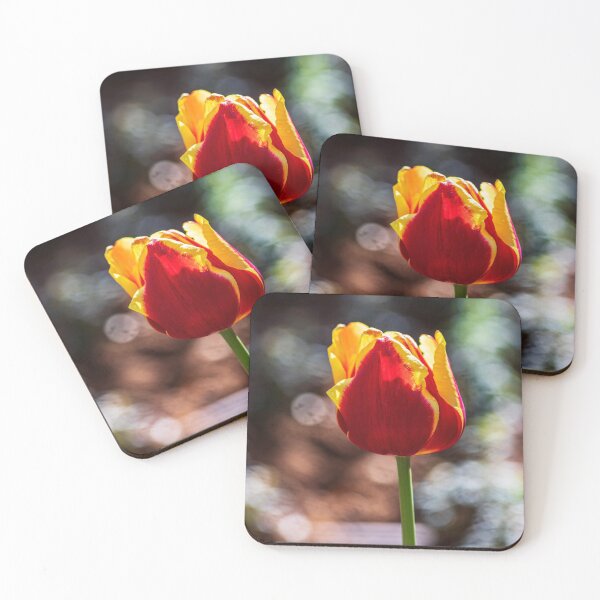 Item preview, Red yellow flowers tulips close-up on a blurred background designed and sold by EG Creativity Art.