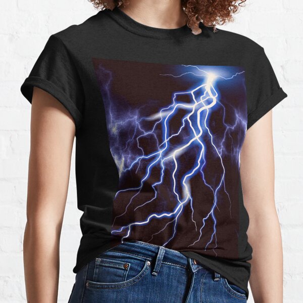 Blue Thunder Colorful Lightning graphic Classic T-Shirt