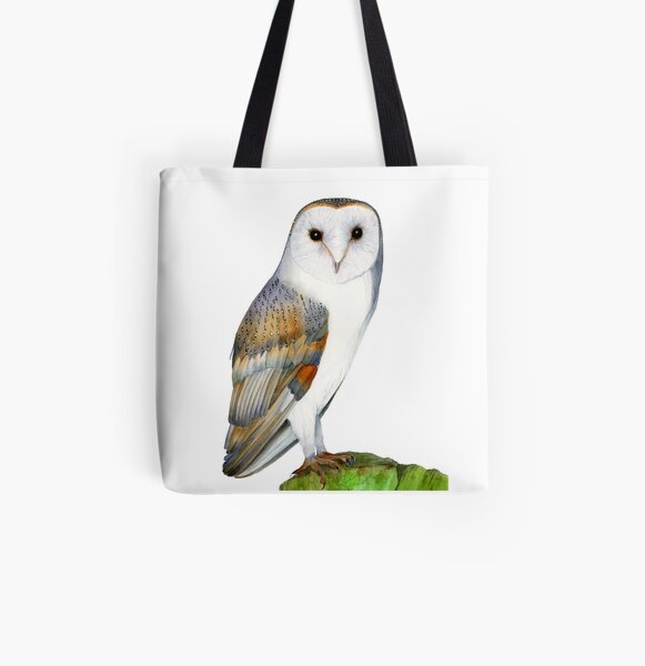 Barn Owl Bird Watercolor Artwork Painting Bird Hand-Painted Artwork All Over Print Tote Bag