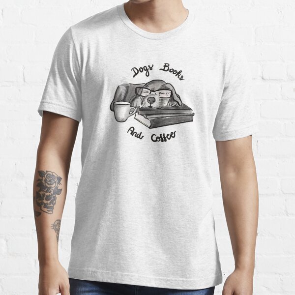 dogs books coffee t shirt