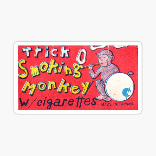 Trick Smoking Monkey Packaging Art Sticker