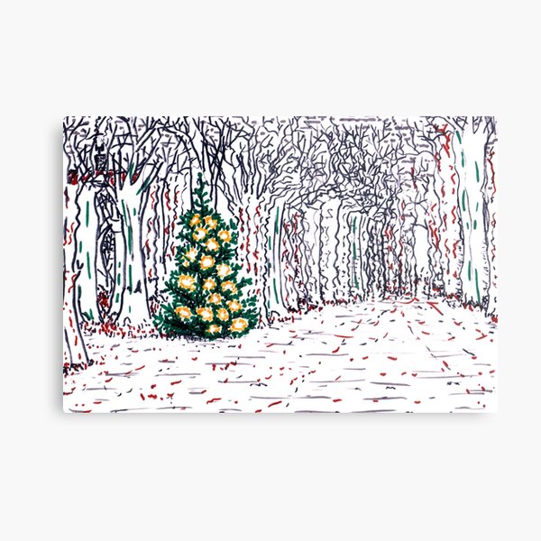 Tree with Christmas Decoration Metal Print