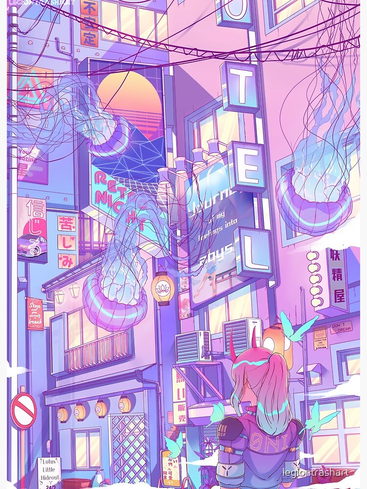 Oni City Art Board Print By Legiontrashart Redbubble