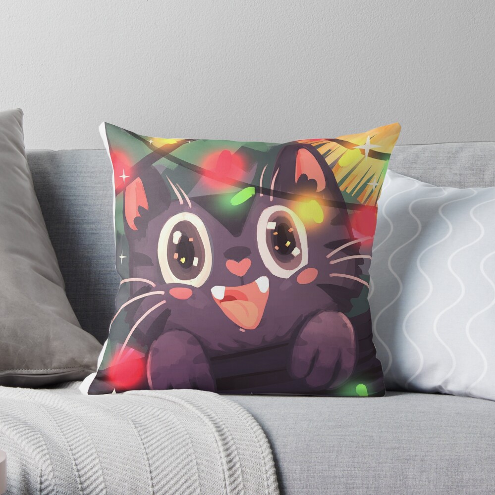 meowy christmas pillow