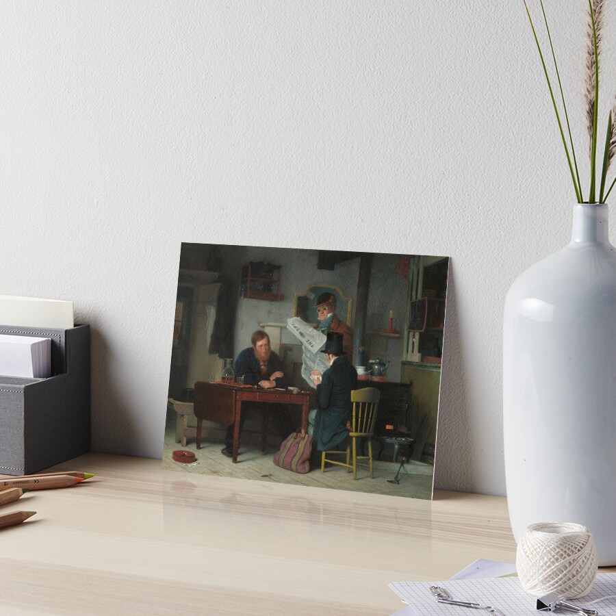Waiting for the Stage Oil Painting by Richard Caton Woodville Art Board Print